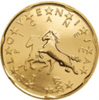 obverse of 20 Euro Cent - 2'nd Map (2007 - 2014) coin with KM# 72 from Slovenia. Inscription: LIPICANEC S L O V E N I J A 2007