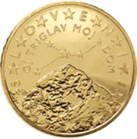 obverse of 50 Euro Cent - 2'nd Map (2007 - 2014) coin with KM# 73 from Slovenia. Inscription: S L O V E N I J A OJ TRIGLAV MOJ DOM 2007