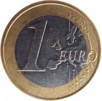 reverse of 1 Euro - 2'nd Map (2007 - 2014) coin with KM# 74 from Slovenia. Inscription: 1 EURO LL