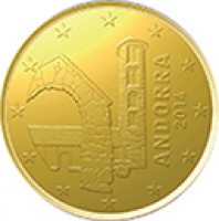 obverse of 10 Euro Cent - Joan Enric Vives i Sicília (2014) coin with KM# 523 from Andorra. Inscription: ANDORRA 2014