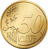 reverse of 50 Euro Cent - Joan Enric Vives i Sicília (2014) coin with KM# 525 from Andorra. Inscription: 50 EURO CENT LL