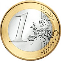 reverse of 1 Euro - Joan Enric Vives i Sicília (2014) coin with KM# 526 from Andorra. Inscription: 1 EURO LL