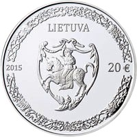 Lithuania coin 20 Euro - 500th anniversary of the birth of Mikalojus Radvila Juodasis (2015) obverse obverse of 20 Euro - 500th anniversary of the birth of Mikalojus Radvila Juodasis (2015) coin with KM# 214 from Lithuania. Inscription: LIETUVA 2015 20 €