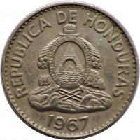 Honduras coin 20 Centavos (1967) obverse obverse of 20 Centavos (1967) coin with KM# 79 from Honduras. Inscription: REPUBLICA DE HONDURAS 1967