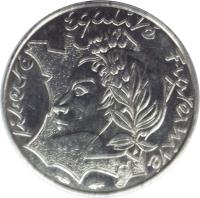 obverse of 10 Francs (1986) coin with KM# 959 from France. Inscription: LIBERTÉ EGALITÉ FRATERNITÉ