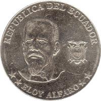 obverse of 50 Centavos (2000) coin with KM# 108 from Ecuador. Inscription: REPUBLICA DEL ECUADOR ** ELOY ALFARO **