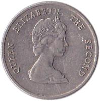 Eastern Caribbean States coin 10 Cents - Elizabeth II - 2'nd Portrait (1981 - 2000) obverse obverse of 10 Cents - Elizabeth II - 2'nd Portrait (1981 - 2000) coin with KM# 13 from Eastern Caribbean States. Inscription: QUEEN ELIZABETH THE SECOND
