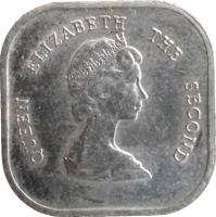 Eastern Caribbean States coin 2 Cents - Elizabeth II - 2'nd Portrait (1981 - 2000) obverse obverse of 2 Cents - Elizabeth II - 2'nd Portrait (1981 - 2000) coin with KM# 11 from Eastern Caribbean States. Inscription: QUEEN ELIZABETH THE SECOND