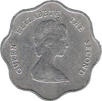 obverse of 5 Cents - Elizabeth II - 2'nd Portrait (1981 - 2000) coin with KM# 12 from Eastern Caribbean States. Inscription: QUEEN ELIZABETH THE SECOND