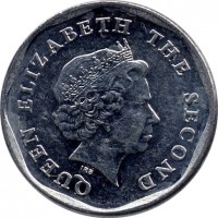 obverse of 1 Cent - Elizabeth II - 4'th Portrait (2002 - 2013) coin with KM# 34 from Eastern Caribbean States. Inscription: QUEEN ELIZABETH THE SECOND IRB