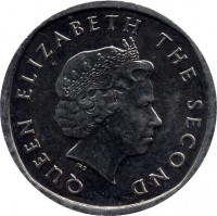 obverse of 2 Cents - Elizabeth II - 4'th Portrait (2002 - 2011) coin with KM# 35 from Eastern Caribbean States. Inscription: QUEEN ELIZABETH THE SECOND