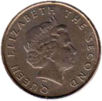 obverse of 10 Cents - Elizabeth II - 4'th Portrait (2002 - 2007) coin with KM# 37 from Eastern Caribbean States. Inscription: QUEEN ELIZABETH THE SECOND