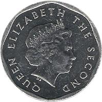 obverse of 5 Cents - Elizabeth II - 4'th Portrait (2002 - 2015) coin with KM# 36 from Eastern Caribbean States. Inscription: QUEEN ELIZABETH THE SECOND