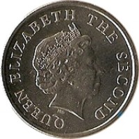 obverse of 25 Cents - Elizabeth II - 4'th Portrait (2002 - 2007) coin with KM# 38 from Eastern Caribbean States. Inscription: QUEEN ELIZABETH THE SECOND