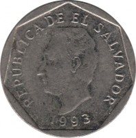 El Salvador coin 10 Centavos (1992 - 1994) obverse obverse of 10 Centavos (1992 - 1994) coin with KM# 155a from El Salvador. Inscription: REPÚBLICA DE EL SAVADOR 1993
