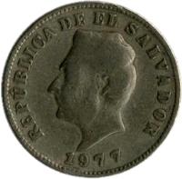 obverse of 5 Centavos (1977) coin with KM# 149b from El Salvador.