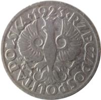 obverse of 10 Groszy (1923) coin with Y# 11 from Poland. Inscription: RZECZPOSPOLITA POLSKA · 1923 ·