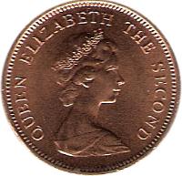 Falkland Islands coin 1 Penny - Elizabeth II - 2'nd Portrait (1974 - 1992) obverse obverse of 1 Penny - Elizabeth II - 2'nd Portrait (1974 - 1992) coin with KM# 2 from Falkland Islands. Inscription: QUEEN ELIZABETH THE SECOND