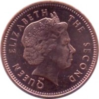 obverse of 1 Penny - Elizabeth II - 4'th Portrait (2004 - 2011) coin with KM# 130 from Falkland Islands. Inscription: QUEEN ELIZABETH THE SECOND IRB
