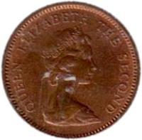 obverse of 1/2 Penny - Elizabeth II - 2'nd Portrait (1974 - 1983) coin with KM# 1 from Falkland Islands. Inscription: QUEEN ELIZABETH THE SECOND