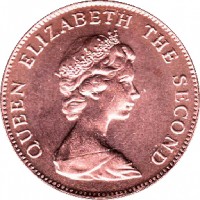 obverse of 1 Penny - Elizabeth II - 2'nd Portrait (1998 - 1999) coin with KM# 2a from Falkland Islands. Inscription: QUEEN ELIZABETH THE SECOND