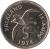 reverse of 5 Pence - Elizabeth II - Larger; 2'nd Portrait (1974 - 1992) coin with KM# 4.1 from Falkland Islands. Inscription: FALKLAND ISLANDS WG 5 1982
