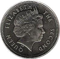 obverse of 10 Pence - Elizabeth II - 4'th Portrait (2004) coin with KM# 133 from Falkland Islands. Inscription: QUEEN ELIZABETH THE SECOND IRB