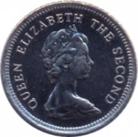 obverse of 5 Pence - Elizabeth II - Smaller; 2'nd Portrait (1998 - 1999) coin with KM# 4.2 from Falkland Islands. Inscription: QUEEN ELIZABETH THE SECOND