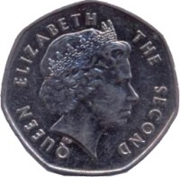 obverse of 20 Pence - Elizabeth II - 4'th Portrait (2004) coin with KM# 134 from Falkland Islands. Inscription: QUEEN ELIZABETH THE SECOND IRB