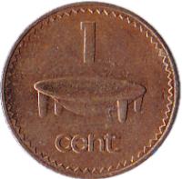 reverse of 1 Cent - Elizabeth II - 3'rd Portrait (1986 - 1987) coin with KM# 49 from Fiji. Inscription: 1 cent