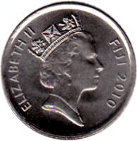 Fiji coin 5 Cents - Elizabeth II - 3'rd Portrait (2009 - 2010) obverse obverse of 5 Cents - Elizabeth II - 3'rd Portrait (2009 - 2010) coin with KM# 119 from Fiji. Inscription: ELIZABETH II FIJI 2009