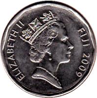 obverse of 50 Cents - Elizabeth II - 3'rd Portrait (2009) coin with KM# 122 from Fiji. Inscription: ELIZABETH II FIJI 2009