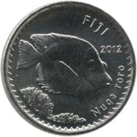 obverse of 5 Cents (2012 - 2013) coin with KM# 332 from Fiji. Inscription: FIJI 2012 Nuqa roro