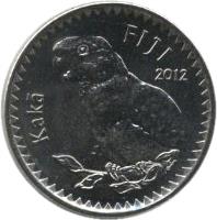 obverse of 20 Cents (2012 - 2013) coin with KM# 334 from Fiji. Inscription: FIJI 2012 Kakā