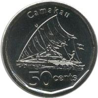 reverse of 50 Cents (2012 - 2013) coin with KM# 335 from Fiji. Inscription: Camakau 50 cents