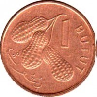 Gambia coin 1 Butut (1998) reverse reverse of 1 Butut (1998) coin with KM# 54 from Gambia. Inscription: 1 BUTUT