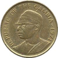 Gambia coin 10 Bututs (1971) obverse obverse of 10 Bututs (1971) coin with KM# 10 from Gambia. Inscription: REPUBLIC OF THE GAMBIA ~ 1971
