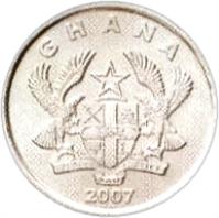 obverse of 10 Pesewas (2007) coin with KM# 39 from Ghana. Inscription: GHANA FREEDOM AND JUSTICE 2007