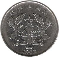 obverse of 50 Pesewas (2007) coin with KM# 41 from Ghana. Inscription: GHANA FREEDOM AND JUSTICE 2007