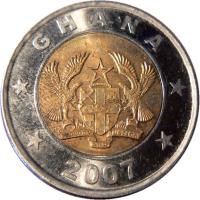 obverse of 1 Cedi (2007) coin with KM# 42 from Ghana. Inscription: GHANA 2007