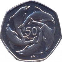 reverse of 50 Pence - Elizabeth II - 4'th Portrait (1998 - 2003) coin with KM# 778 from Gibraltar. Inscription: 50