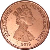 Gibraltar coin 2 Pence - Elizabeth II - The Anglo-American Operation Torch 1942 - 3'rd Portrait (2012 - 2013) obverse obverse of 2 Pence - Elizabeth II - The Anglo-American Operation Torch 1942 - 3'rd Portrait (2012 - 2013) coin with KM# 1100 from Gibraltar. Inscription: ELIZABETH II QUEEN OF GIBRALTAR 2012