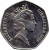 obverse of 50 Pence - Elizabeth II - 3'rd Portrait (1988 - 1989) coin with KM# 17 from Gibraltar. Inscription: ELIZABETH II GIBRALTAR · 1988