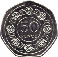 Gibraltar coin 50 Pence - Elizabeth II - 3'rd Portrait (1988 - 1989) reverse reverse of 50 Pence - Elizabeth II - 3'rd Portrait (1988 - 1989) coin with KM# 17 from Gibraltar. Inscription: 50 PENCE