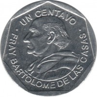 Guatemala coin 1 Centavo (1999 - 2007) reverse reverse of 1 Centavo (1999 - 2007) coin with KM# 282 from Guatemala. Inscription: UN CENTAVO FRAY BARTOLOME DE LAS CASAS