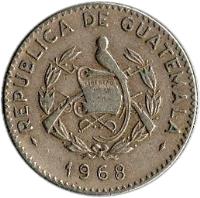 Guatemala coin 5 Centavos (1965 - 1970) obverse obverse of 5 Centavos (1965 - 1970) coin with KM# 266 from Guatemala. Inscription: REPUBLICA DE GUATEMALA 1970