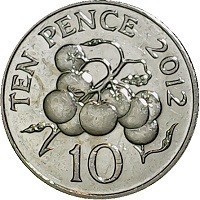 Nickel plated Steel coin Guernsey KM# 149a TEN PENCE 2012. 10.