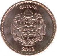 Guyana coin 1 Dollar (1996 - 2012) obverse obverse of 1 Dollar (1996 - 2012) coin with KM# 50 from Guyana. Inscription: GUYANA 2002