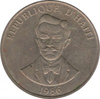 Haiti coin 20 Centimes (1986 - 1991) obverse obverse of 20 Centimes (1986 - 1991) coin with KM# 152 from Haiti. Inscription: REPUBLIQUE D'HAÏTI 1991