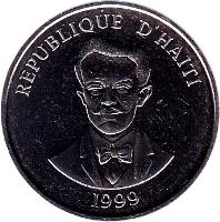 Haiti coin 50 Centimes (1995 - 2011) obverse obverse of 50 Centimes (1995 - 2011) coin with KM# 153a from Haiti. Inscription: REPUBLIQUE D'HAITI 1995